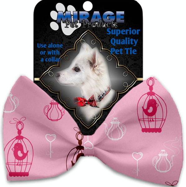 Pink Whimsy Bird Cages Pet Bow Tie Collar Accessory With Velcro 1117-VBT By Mirage