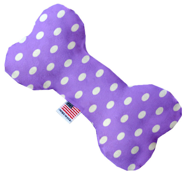 Purple Polka Dots 6 Inch Canvas Bone Dog Toy 1162-CTYBN6 By Mirage