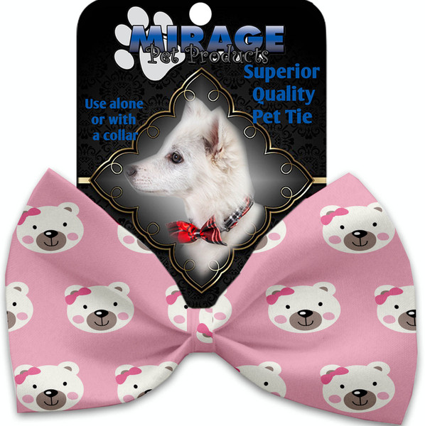 Pink Bears And Bows Pet Bow Tie Collar Accessory With Velcro 1170-VBT By Mirage