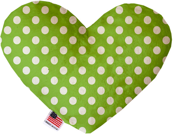 Lime Green Swiss Dots 8 Inch Heart Dog Toy 1244-TYHT8 By Mirage