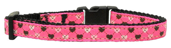 Argyle Hearts Nylon Ribbon Collar Bright Pink Cat Safety 125-017 CTBPK By Mirage