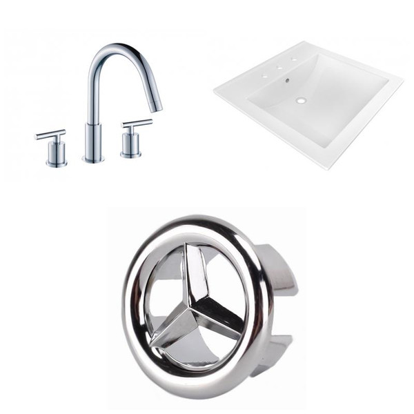 21.5" W 3H8" Ceramic Top Set In White Color - Cupc Faucet Incl. AI-24682