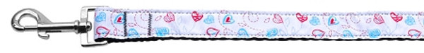 Patriotic Crazy Hearts Nylon Dog Leash 5/8 Inch Wide 4Ft Long 125-083 5804 By Mirage