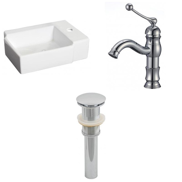 16.25" W Above Counter White Vessel Set For 1 Hole Right Faucet