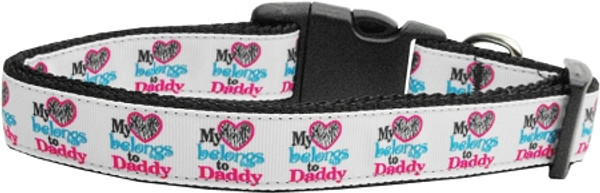 My Heart Belongs To Daddy Nylon Dog Collar Medium Narrow 125-090 MDN By Mirage