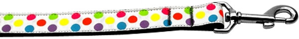 White Multi-Dot Nylon Dog Leash 3/8 Inch Wide 6Ft Long 125-109 3806 By Mirage