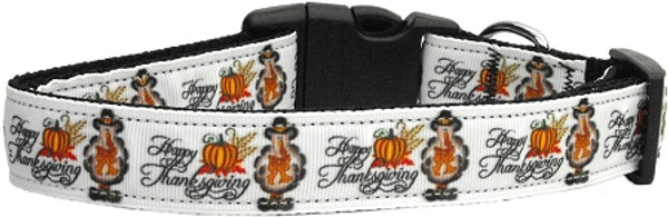 Happy Thanksgiving Nylon Dog Collar Medium Narrow 125-125 MDN By Mirage