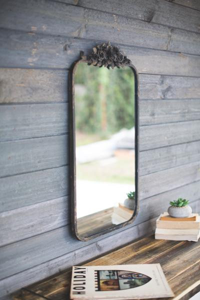Rectangle Metal Mirror With Flower Details CCG1555 By Kalalou