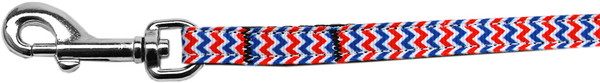 Patriotic Chevrons Nylon Ribbon Pet Leash 3/8 Inch Wide 4Ft Lsh 125-176 3804 By Mirage