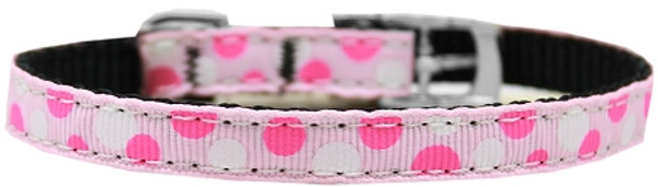Confetti Dots Nylon Dog Collar With Classic Buckle 3/8" Light Pink Size 8 126-012 38LPK8 By Mirage