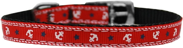 Anchors Nylon Dog Collar With Classic Buckle 3/8" Red Size 10 126-016 38RD10 By Mirage
