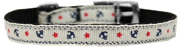 Anchors Nylon Dog Collar With Classic Buckle 3/8" White Size 10 126-016 38WT10 By Mirage