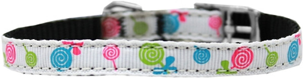 Lollipops Nylon Dog Collar With Classic Buckle 3/8" White Size 8 126-018 38WT8 By Mirage