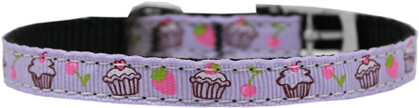 Cupcakes Nylon Dog Collar With Classic Buckle 3/8" Purple Size 10 126-019 38PR10 By Mirage