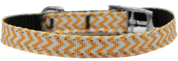 Chevrons Nylon Dog Collar With Classic Buckle 3/8" Orange Size 10 126-260 38OR10 By Mirage