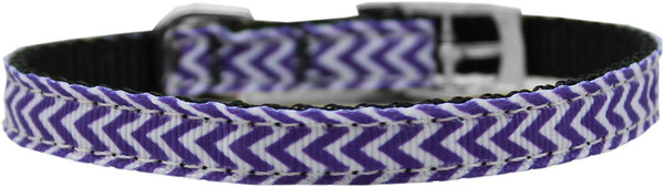 Chevrons Nylon Dog Collar With Classic Buckle 3/8" Purple Size 10 126-260 38PR10 By Mirage