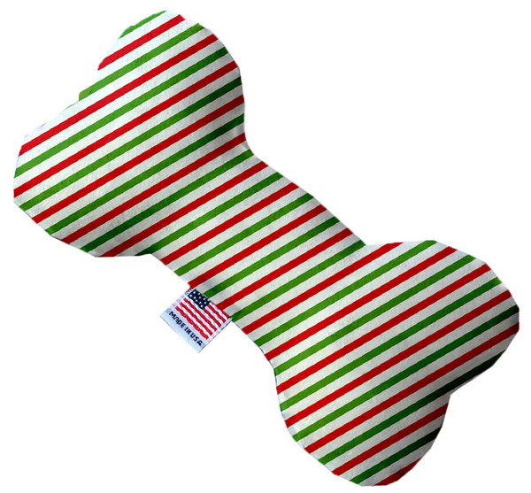 Christmas Pinstripes 6 Inch Canvas Bone Dog Toy 1308-CTYBN6 By Mirage