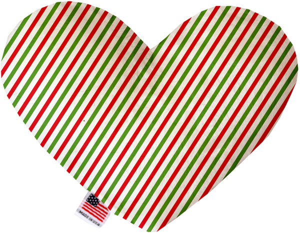 Christmas Pinstripes 8 Inch Canvas Heart Dog Toy 1308-CTYHT8 By Mirage