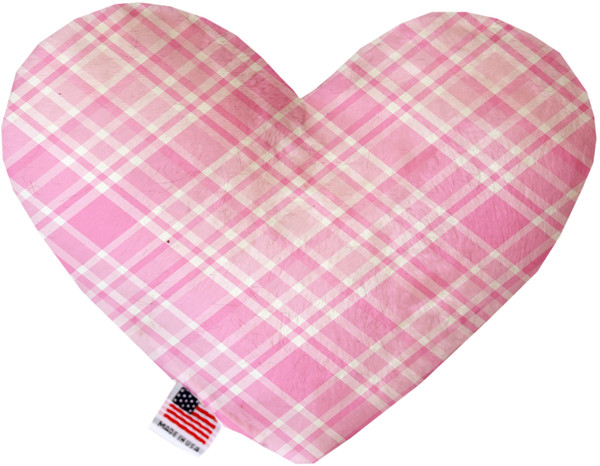 Cupid Pink Plaid Stuffing Free 6 Inch Heart Dog Toy 1364-SFTYHT6 By Mirage