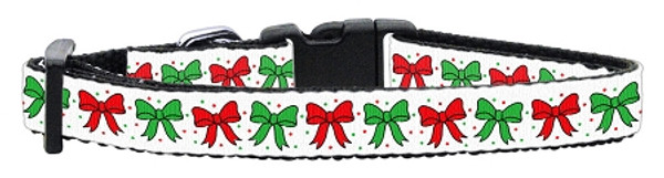 Christmas Bows Nylon Ribbon Collar Small 25-22 SM By Mirage