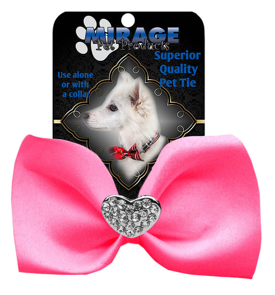 Crystal Heart Widget Pet Bowtie Hot Pink 47-53 HPK By Mirage