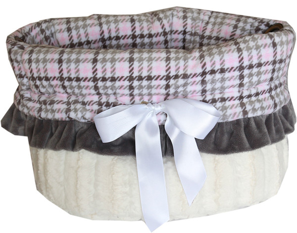 Pink Plaid Reversible Snuggle Bugs Pet Bed, Bag, And Car Seat All-In-One 500-120 By Mirage
