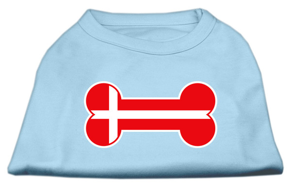Bone Shaped Denmark Flag Screen Print Shirts Baby Blue M 51-12 MDBBL By Mirage