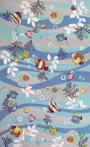 Kas Sonesta 2011 Blue Tropical Fish Area Rug - 2' x 7'6" RunnerSOE20112X76RU