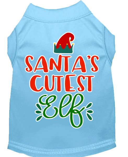 Santa'S Cutest Elf Screen Print Dog Shirt Baby Blue Xl 51-408 BBLXL By Mirage
