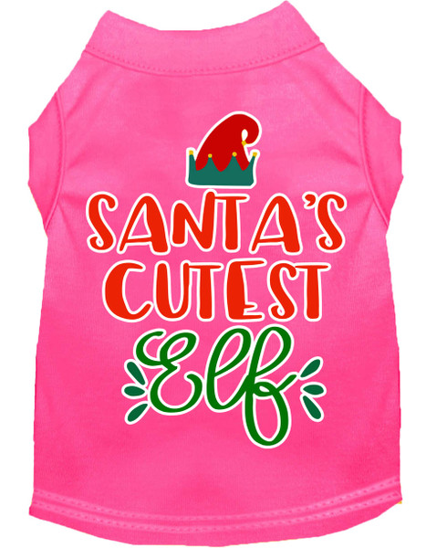Santa'S Cutest Elf Screen Print Dog Shirt Bright Pink Lg 51-408 BPKLG By Mirage