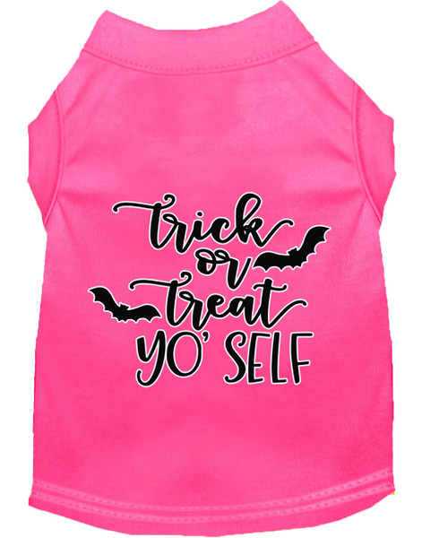 Trick Or Treat Yo' Self Screen Print Dog Shirt Bright Pink Med 51-437 BPKMD By Mirage