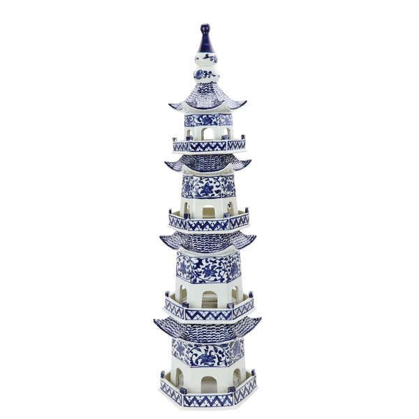 Blue And White Pagoda 5 Tier Twisted Vine Motif 1017L By Legend Of Asia