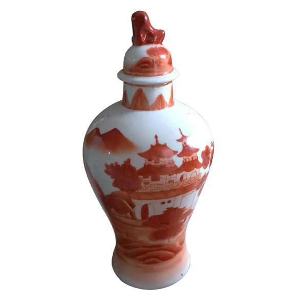 Orange Slim Jar Landscape Motif 1185A By Legend Of Asia