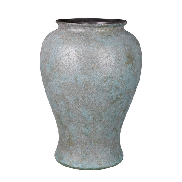 Weathered Bronze Green Crackle Jar - Medium 1284B By Legend Of Asia