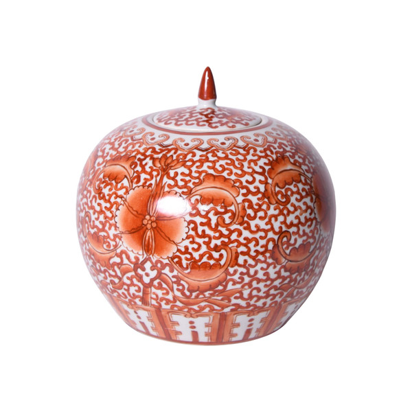 Coral Red Twisted Lotus Melon Jar 1306 By Legend Of Asia