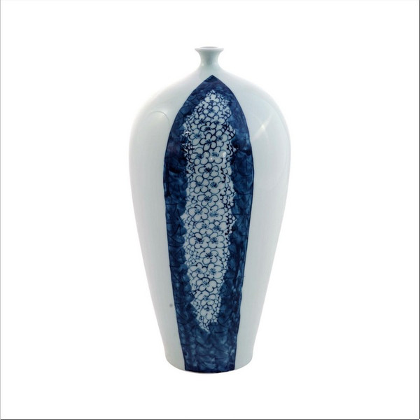 White Prunus Vase With Blue Plum Petals 1339 By Legend Of Asia