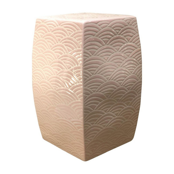 Seawave Square Porcelain Garden Stool Blush Pink 1416-P