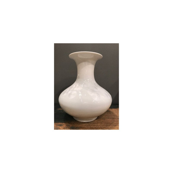 White Crystal Shell Squash Porcelain Vase Small 1438-W