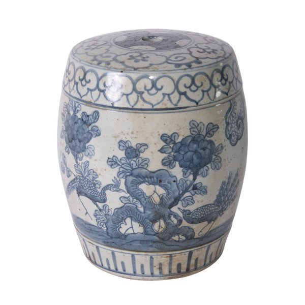 Blue And White Pheasant Flower Mini Stool 1597 By Legend Of Asia