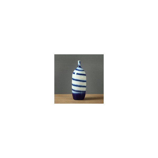 Blue & White Horizontal Striped Vase 8178-L By Legend Of Asia