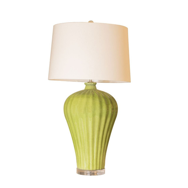 Lime Green Lamp Fluted Plum Vase Shape L1065 By Legend Of Asia