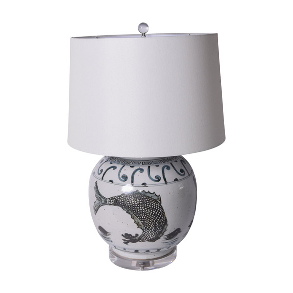 Blue And White Yuan Fish Jar Table Lamp L1259-BW By Legend Of Asia