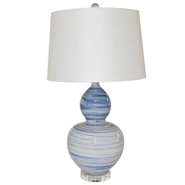Blue And White Marblized Gourd Vase Lamp L1346 By Legend Of Asia