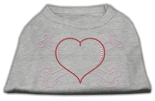 Heart And Crossbones Rhinestone Shirts Grey S 52-37 SMGY By Mirage