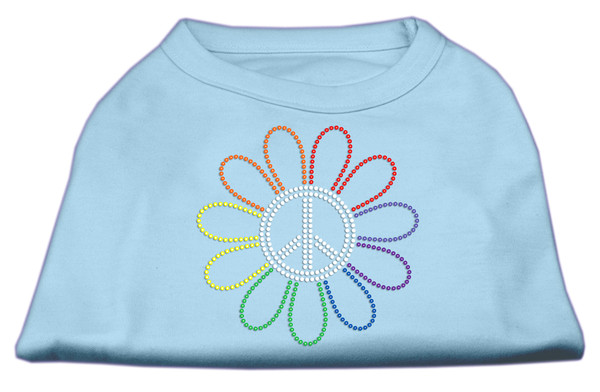 Rhinestone Rainbow Flower Peace Sign Shirts Baby Blue Xs 52-69 XSBBL By Mirage