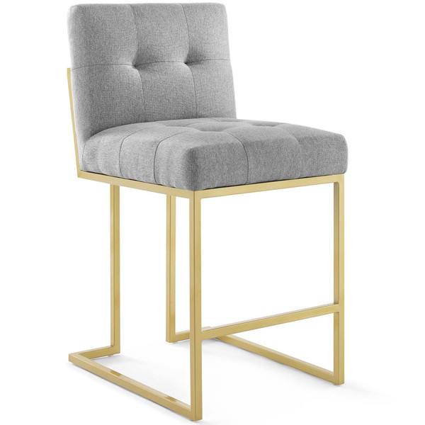 Privy Gold Stainless Steel Upholstered Fabric Counter Stool EEI-3852-GLD-LGR By Modway