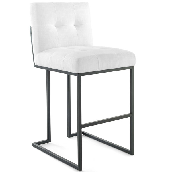 Privy Black Stainless Steel Upholstered Fabric Bar Stool EEI-3857-BLK-WHI By Modway