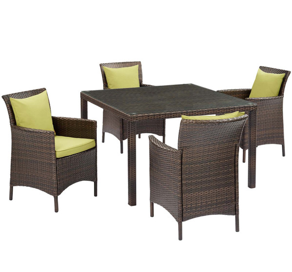 Conduit 5 Piece Outdoor Patio Wicker Rattan Set EEI-3893-BRN-PER-SET By Modway