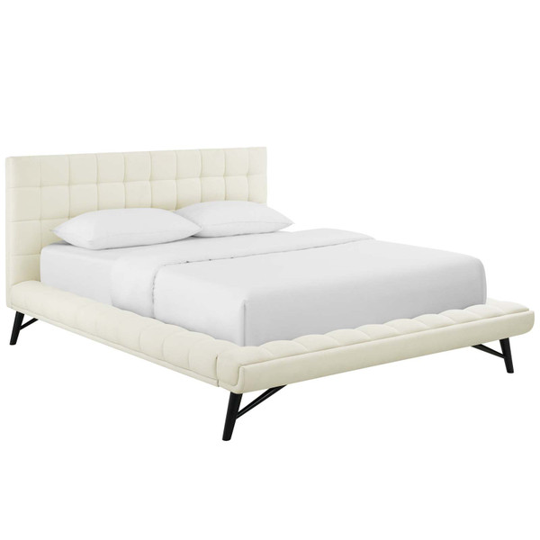Julia Queen Biscuit Tufted Upholstered Fabric Platform Bed MOD 6007 IVO by Modway Furniture