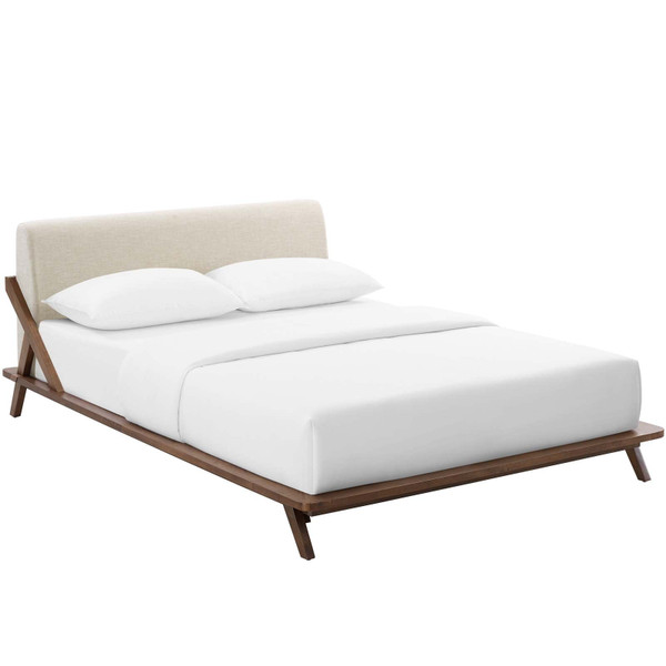 Luella Queen Upholstered Fabric Platform Bed MOD 6047 WAL BEI by Modway Furniture